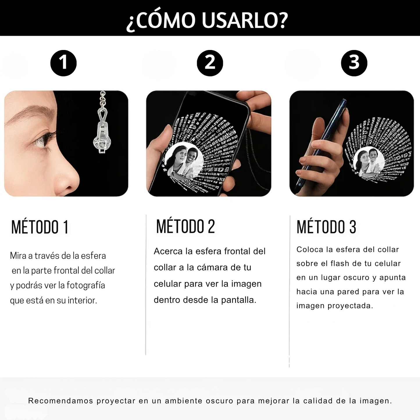 Collar Proyector Foto 3 en 1